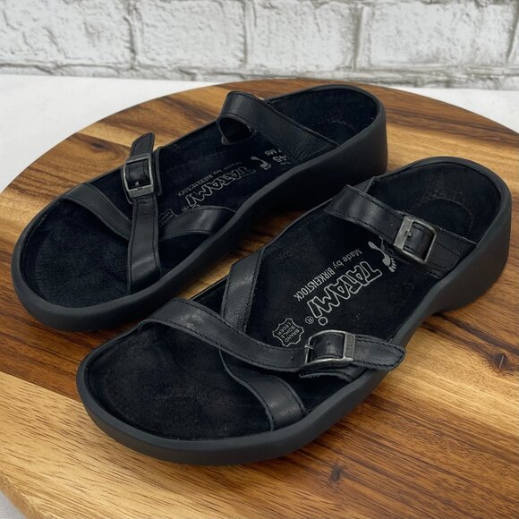 Tatami Birkenstock Womens 7 / 38 Narrow Black Leather Strappy Slip On Sandals - Picture 1 of 10